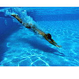   Underwater, Swim, Swimming pool, Jump
