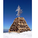   Wood pile, Summit, Mountain peak, Landmark