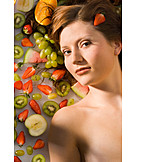   Young woman, Woman, Healthy diet, Fruit