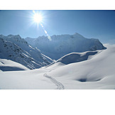   Sonne, Winterlandschaft, Alpen, Loipe