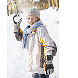  Boy, Throwing, Snowball fight