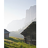   Dolomites, Wooden cabin, Val gardena