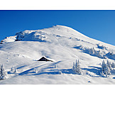   Mountain, Winter landscape, Snowy, Mountain lodge, Ski slope, Chalet
