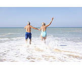   Bathing, Beach Holiday, Older Couple