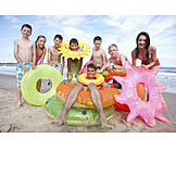   Children group, Bathing, Summer holidays