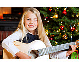   Girl, Christmas, Playing guitar, Christmas song