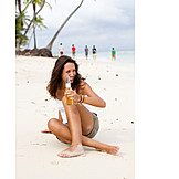   Young woman, Woman, Enjoyment & relaxation, Beach, Vacation