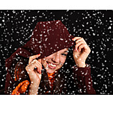   Teenager, Young Woman, Winter, Hood, Snowing