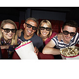   Kino, Familie, Zuschauer, 3d-brille