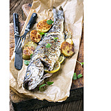   Grooved, Trout, Lunch, Fried potatoes
