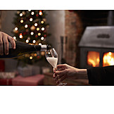   Christmas, Champagne, Pouring, Advent season