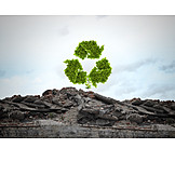   Umweltzerstörung, Recycling, Wiederverwertung, Recyclingsymbol