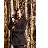   Woman, Forest, Winter coat