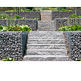   Treppenstufen, Gartengestaltung, Steinkorb