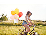   Teenager, Cycling, Balloons