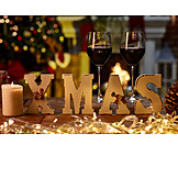   Weihnachten, Rotwein, Kerzenlicht, Xmas