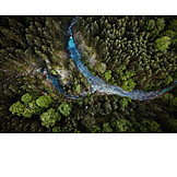   Wald, Bäume, Pyrenäen, Flusslauf, Drohnenflug