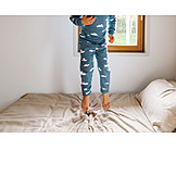   Child, Jump, Bed, Pajama