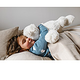   Child, Bed, Morning, Teddy Bear, Cuddle